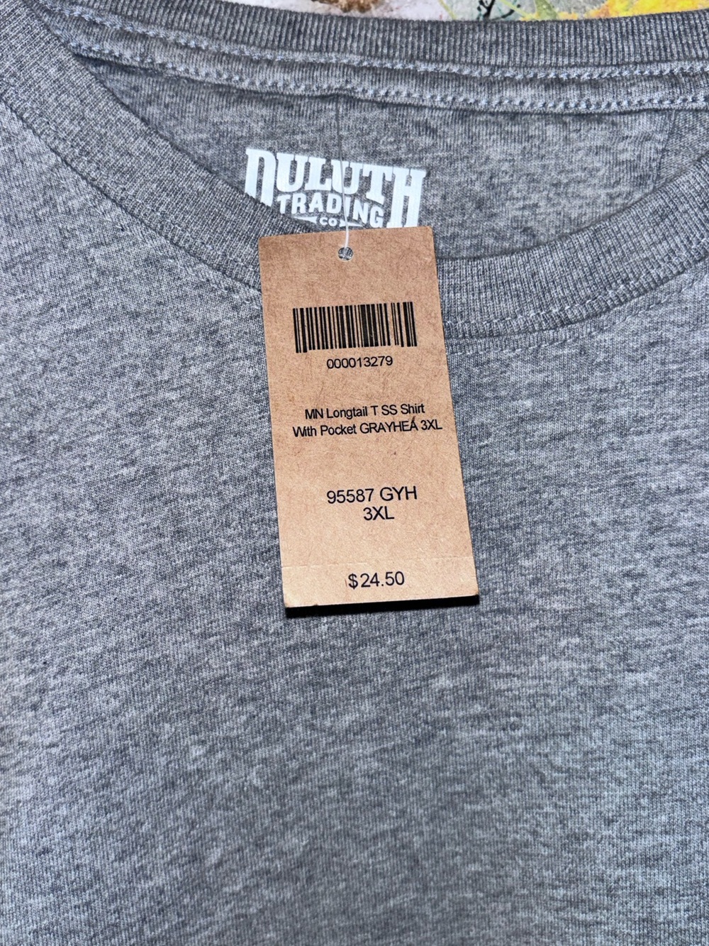 NEW Duluth Trading Co Men’s 3XL Longtail T-Shirt Heather Gray Crew Neck Cotton - Picture 6 of 7